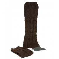 Socks/ Leg Warmers - 12 Pairs Knitted Leg Warmers - Brown - SK-F1004BN